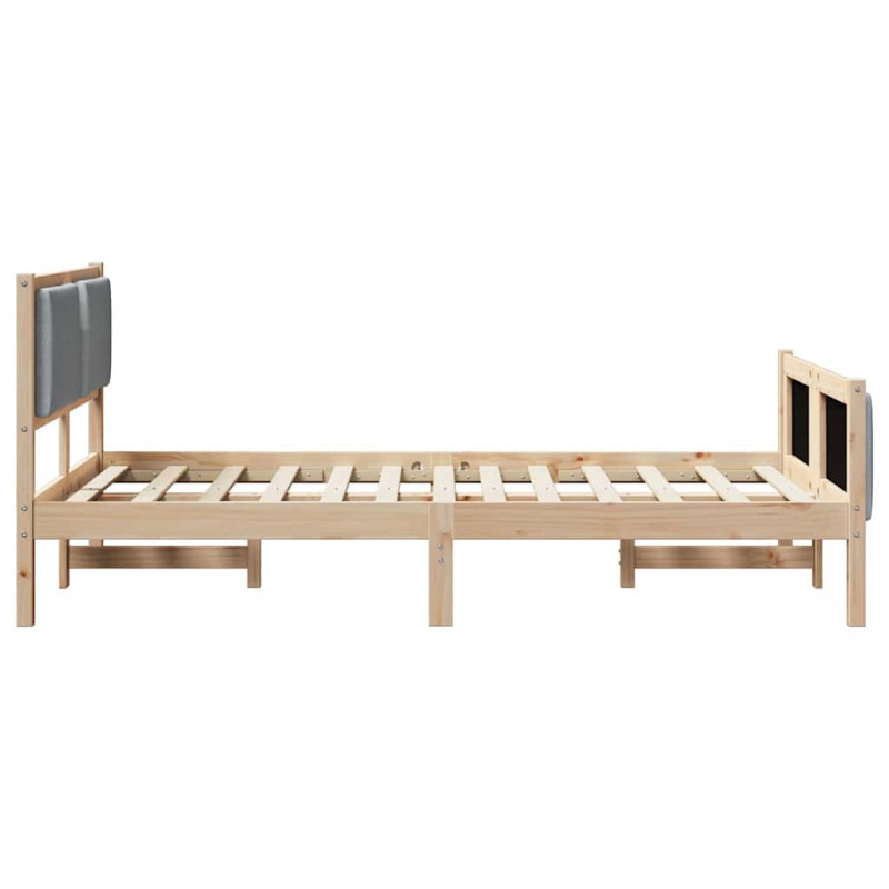 Ramka łóżka Z zagłówkiem Jasnoszary 120 x 200 cm tkanina