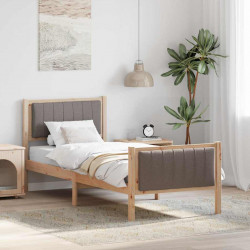 Rama łóżka Brązowy i taupe 75 x 190 cm Lite drewno sosnowe