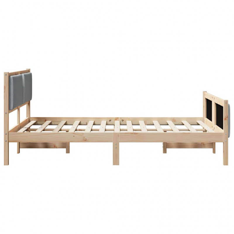 Ramka łóżka Z zagłówkiem Jasnoszary 140 x 190 cm tkanina