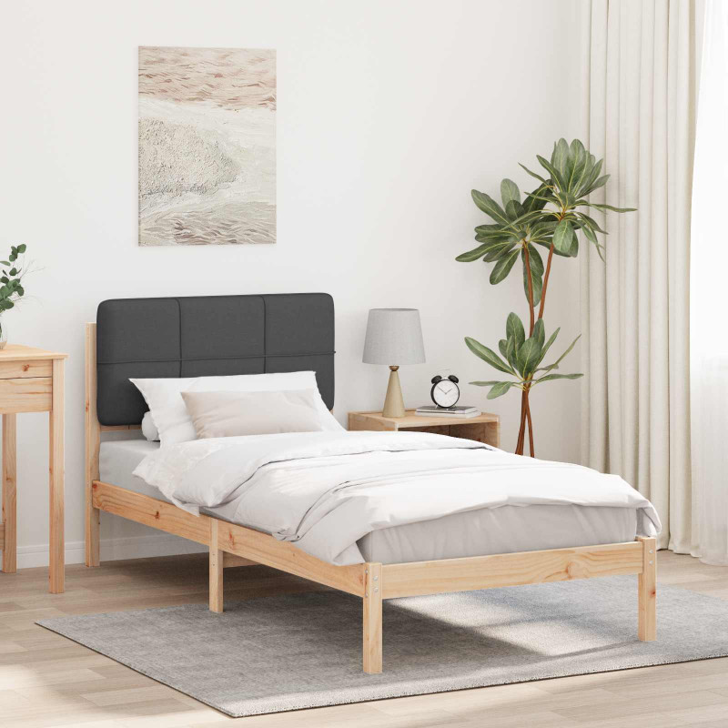 Ramka łóżka z tapicerowanym wezgłowiem Ciemnoszary 90 x 200 cm