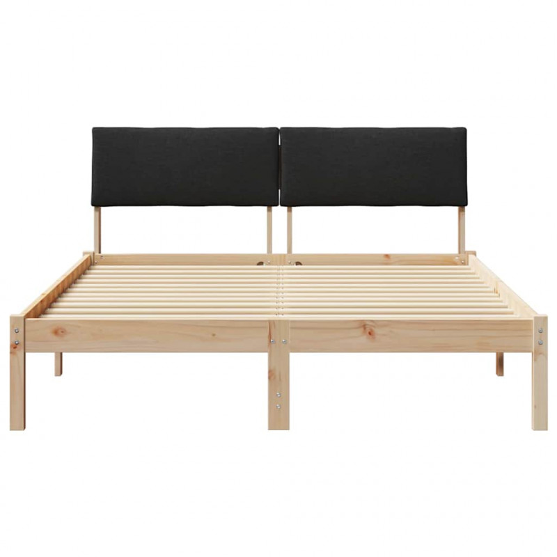 Rama łóżka brązowo-czarny 150 x 200 cm Lite drewno sosnowe