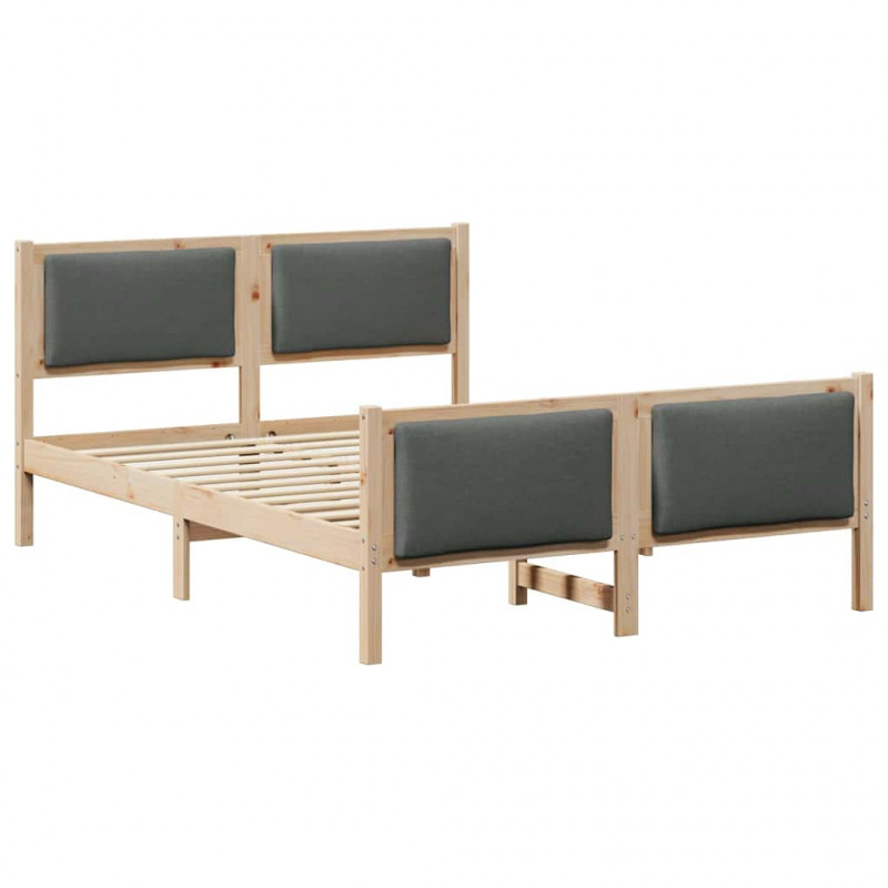 Ramka łóżka Z zagłówkiem Ciemnoszary 135 x 190 cm tkanina