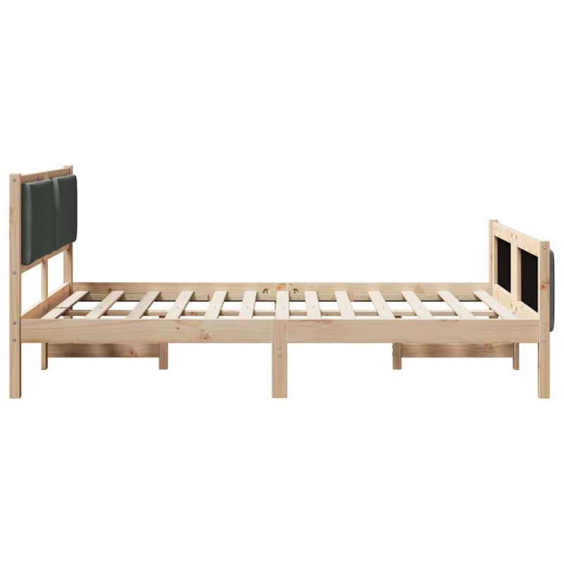 Ramka łóżka Z zagłówkiem Ciemnoszary 135 x 190 cm tkanina