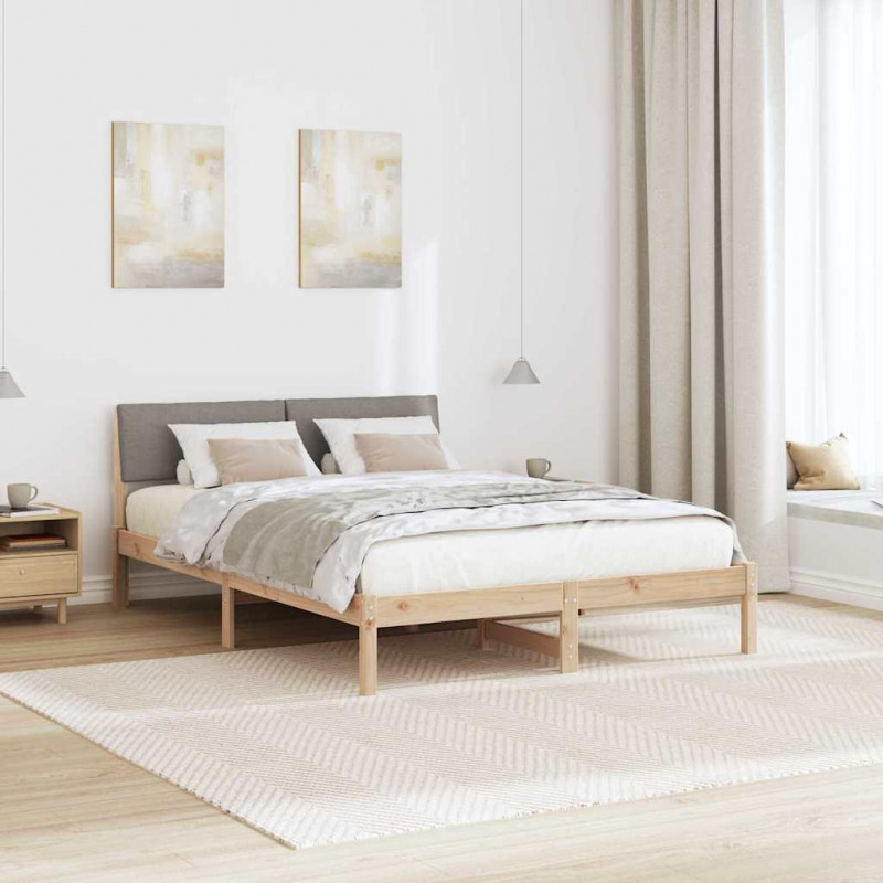 Rama łóżka Brązowy i taupe 150 x 200 cm Lite drewno sosnowe