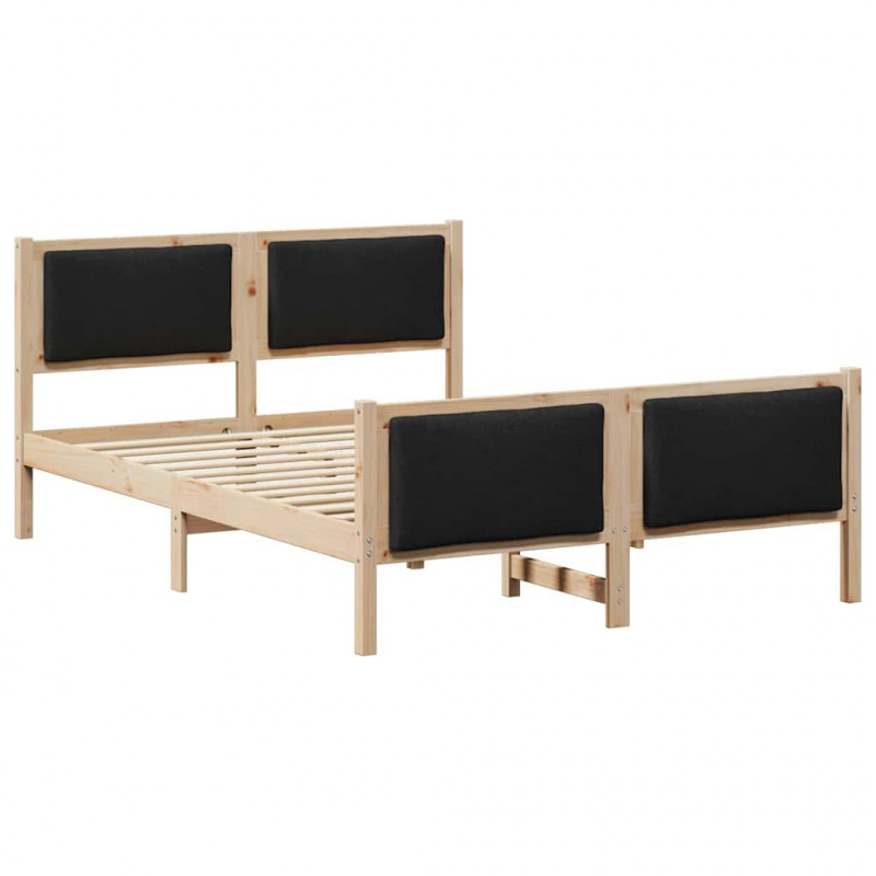 Ramka łóżka Z zagłówkiem Czarny 135 x 190 cm tkanina