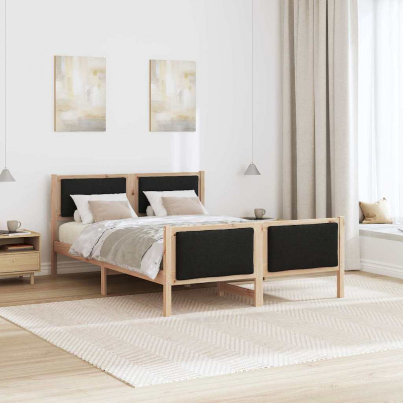 Ramka łóżka Z zagłówkiem Czarny 135 x 190 cm tkanina
