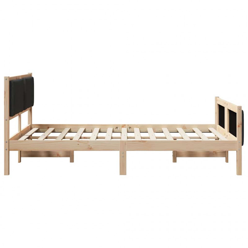 Ramka łóżka Z zagłówkiem Czarny 135 x 190 cm tkanina
