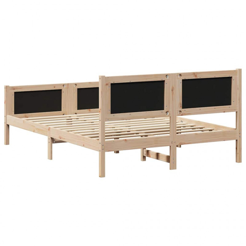 Ramka łóżka Z zagłówkiem Czarny 135 x 190 cm tkanina