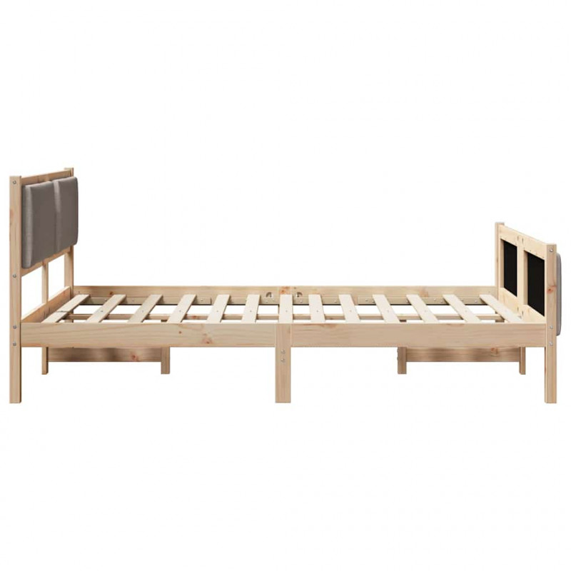 Ramka łóżka Z zagłówkiem Ciemnoszary 135 x 190 cm tkanina