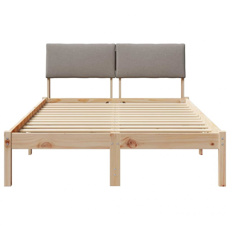 Rama łóżka Brązowy i taupe 120 x 200 cm Lite drewno sosnowe