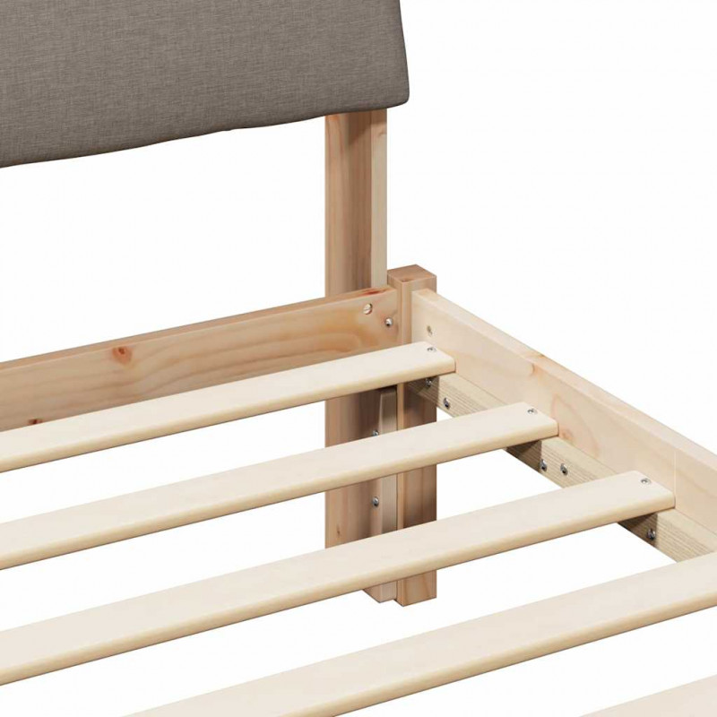 Rama łóżka Brązowy i taupe 120 x 200 cm Lite drewno sosnowe