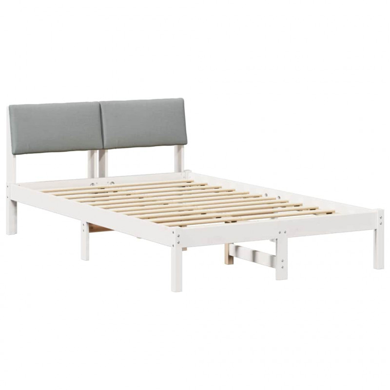 Rama łóżka Biały i jasnoszary 120 x 200 cm Lite drewno sosnowe