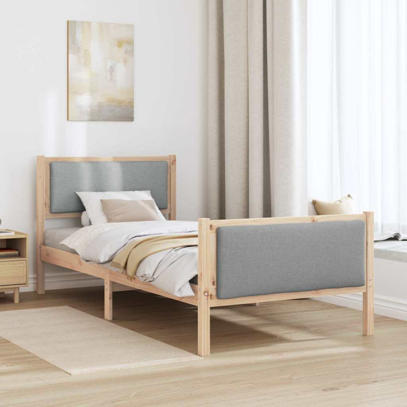 Ramka łóżka Z zagłówkiem Jasnoszary 90 x 200 cm tkanina