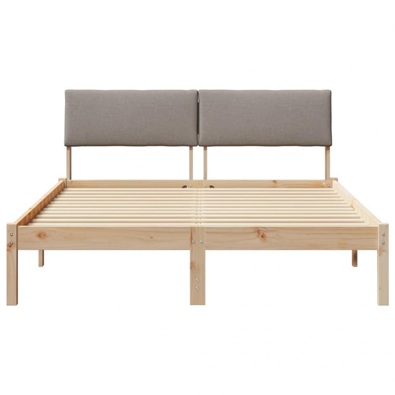 Rama łóżka Brązowy i taupe 140 x 190 cm Lite drewno sosnowe