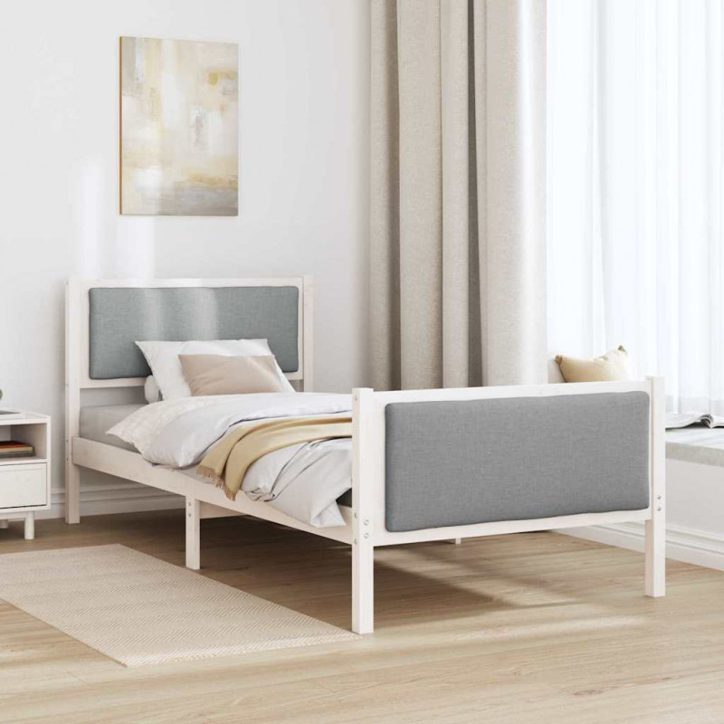 Ramka łóżka Z zagłówkiem Jasnoszary 90 x 200 cm tkanina