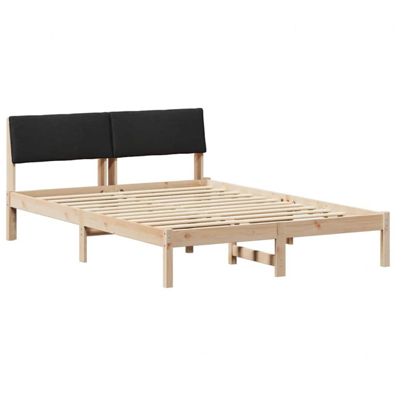 Rama łóżka brązowo-czarny 135 x 190 cm Lite drewno sosnowe