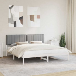 Ramka łóżka z tapicerowanym wezgłowiem Jasnoszary 180 x 200 cm