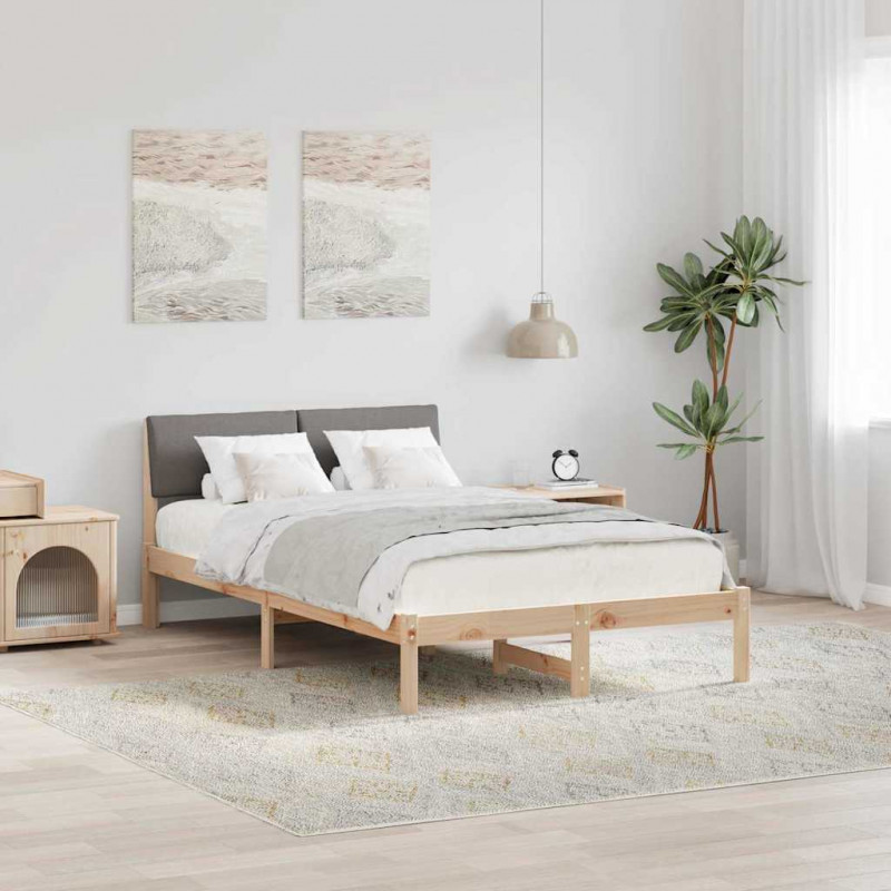 Rama łóżka Brązowy i taupe 120 x 190 cm Lite drewno sosnowe