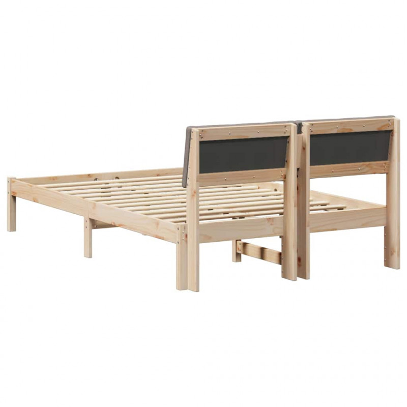 Rama łóżka Brązowy i taupe 120 x 190 cm Lite drewno sosnowe