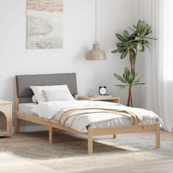 Rama łóżka Brązowy i taupe 100 x 200 cm Lite drewno sosnowe