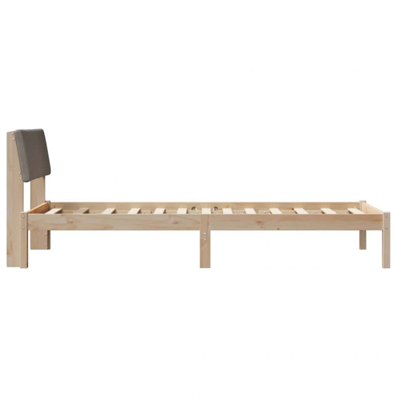 Rama łóżka Brązowy i taupe 100 x 200 cm Lite drewno sosnowe