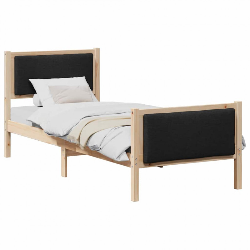 Ramka łóżka Z zagłówkiem Czarny 75 x 190 cm tkanina