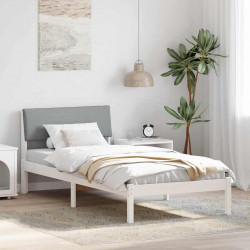 Rama łóżka Biały i jasnoszary 100 x 200 cm Lite drewno sosnowe
