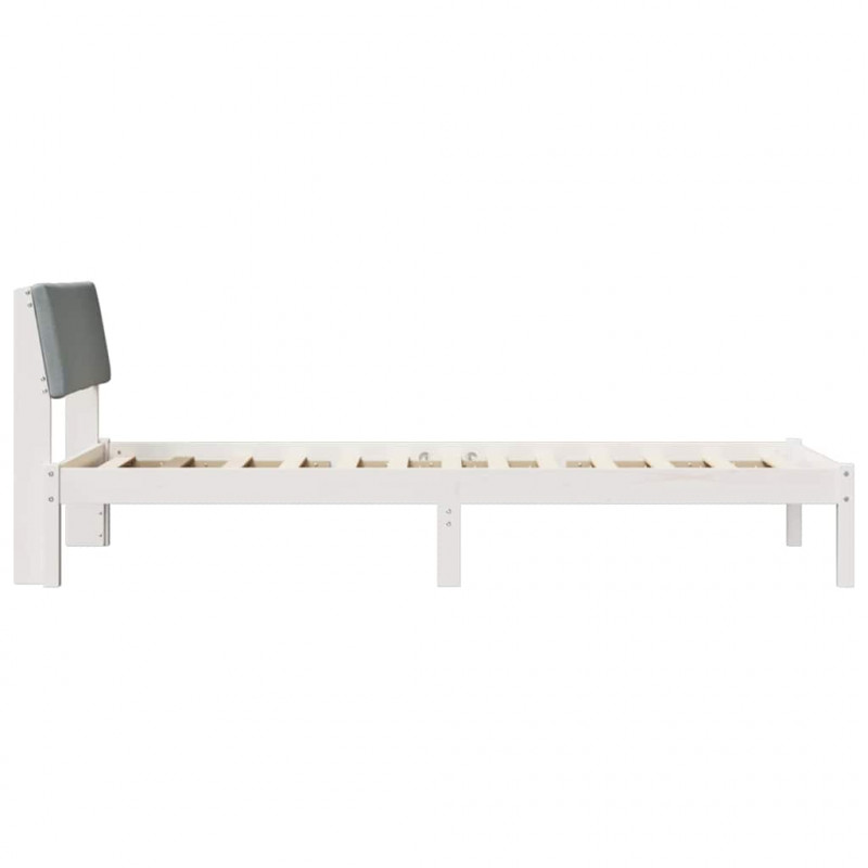 Rama łóżka Biały i jasnoszary 100 x 200 cm Lite drewno sosnowe