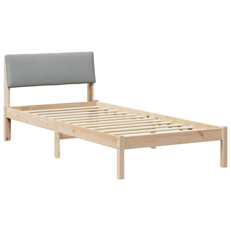 Rama łóżka Brązowy i jasnoszary 90 x 200 cm Lite drewno sosnowe