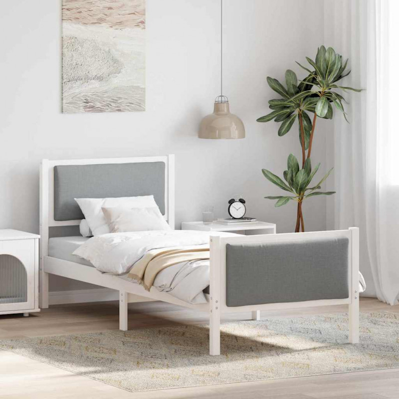 Ramka łóżka Z zagłówkiem Jasnoszary 75 x 190 cm tkanina