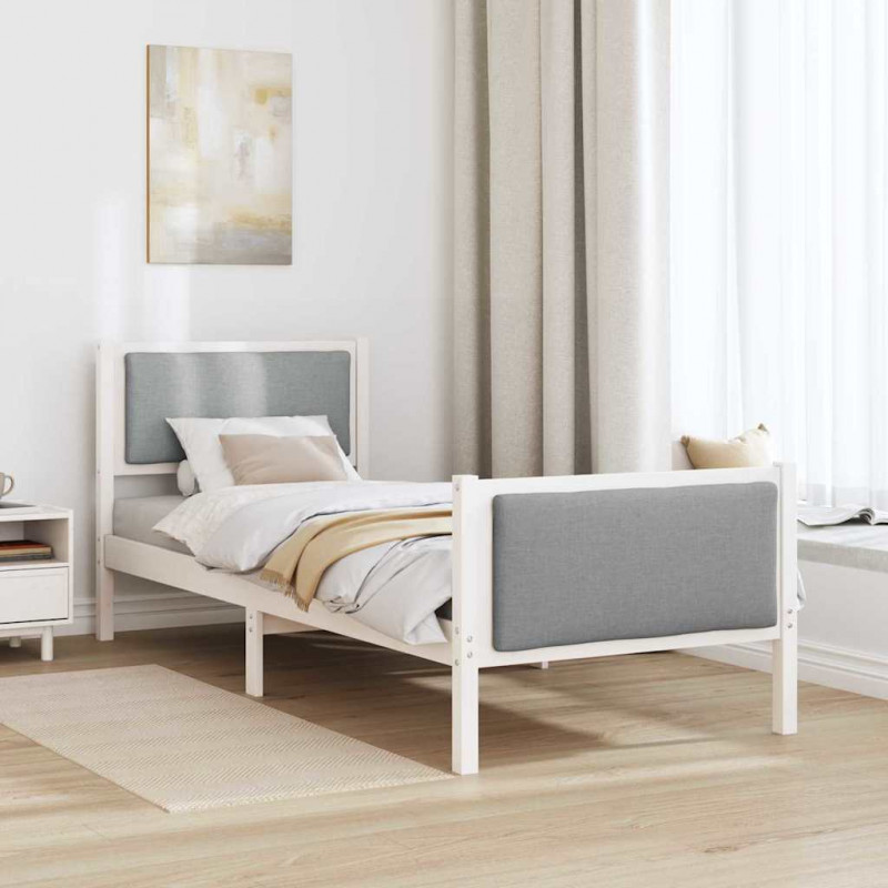 Ramka łóżka Z zagłówkiem Jasnoszary 75 x 190 cm tkanina