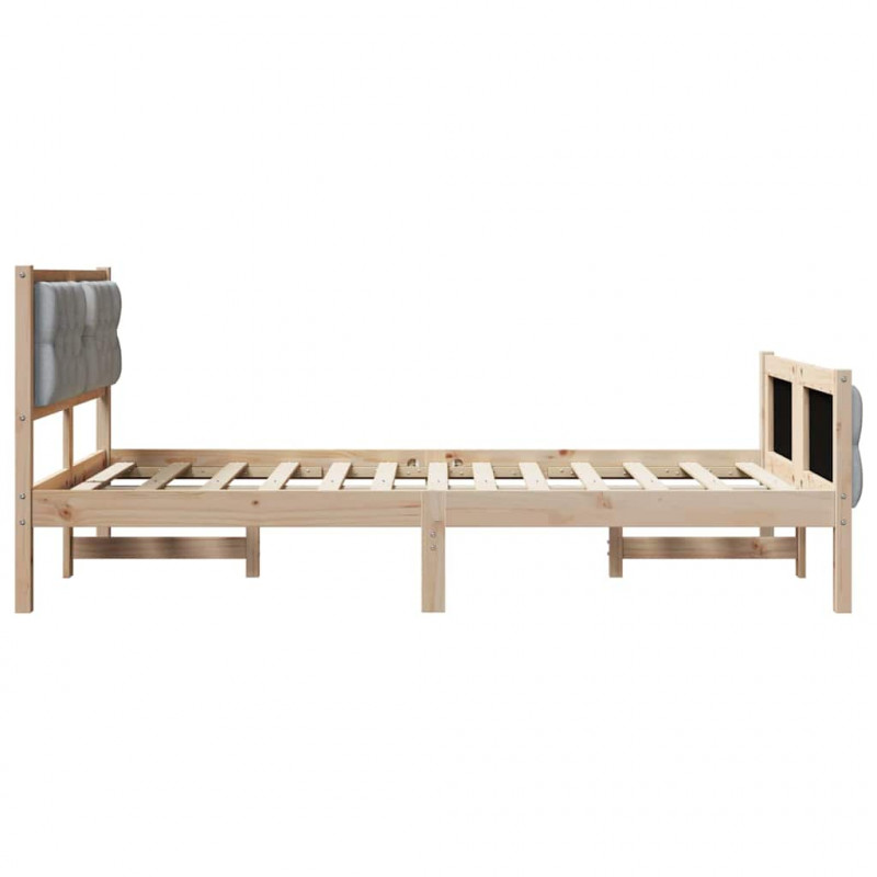 Ramka łóżka Z zagłówkiem Jasnoszary 120 x 200 cm tkanina