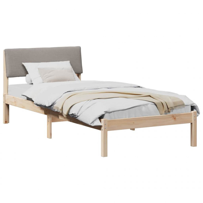 Rama łóżka Brązowy i taupe 90 x 200 cm Lite drewno sosnowe