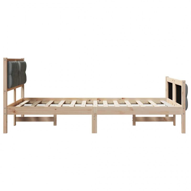 Ramka łóżka Ciemnoszary 120 x 200 cm Lite drewno sosnowe