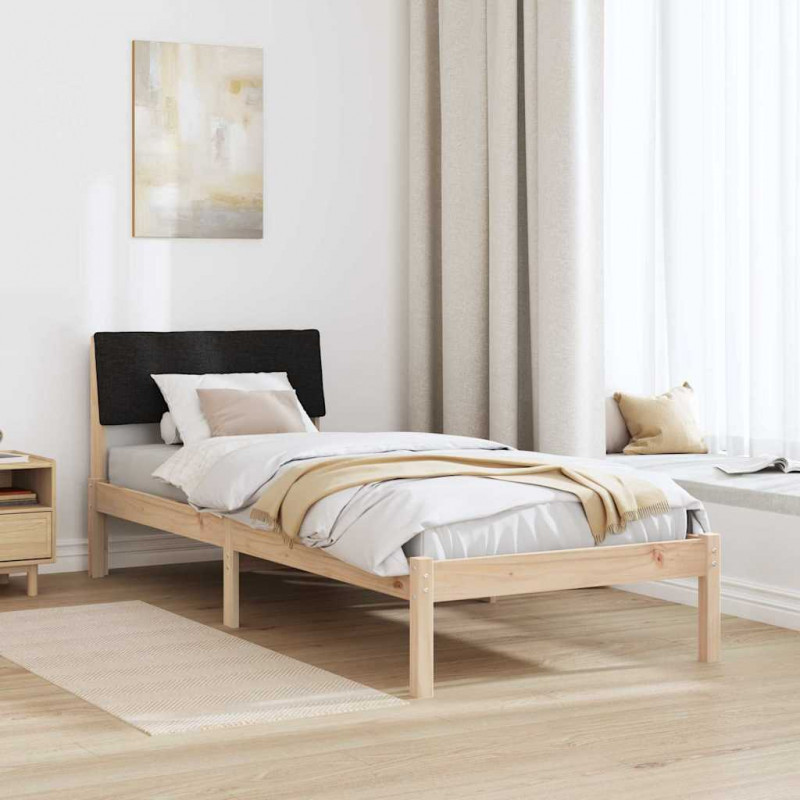 Rama łóżka brązowo-czarny 80 x 200 cm Lite drewno sosnowe
