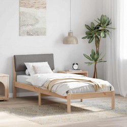 Rama łóżka Brązowy i taupe 80 x 200 cm Lite drewno sosnowe