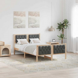 Ramka łóżka Ciemnoszary 135 x 190 cm Lite drewno sosnowe