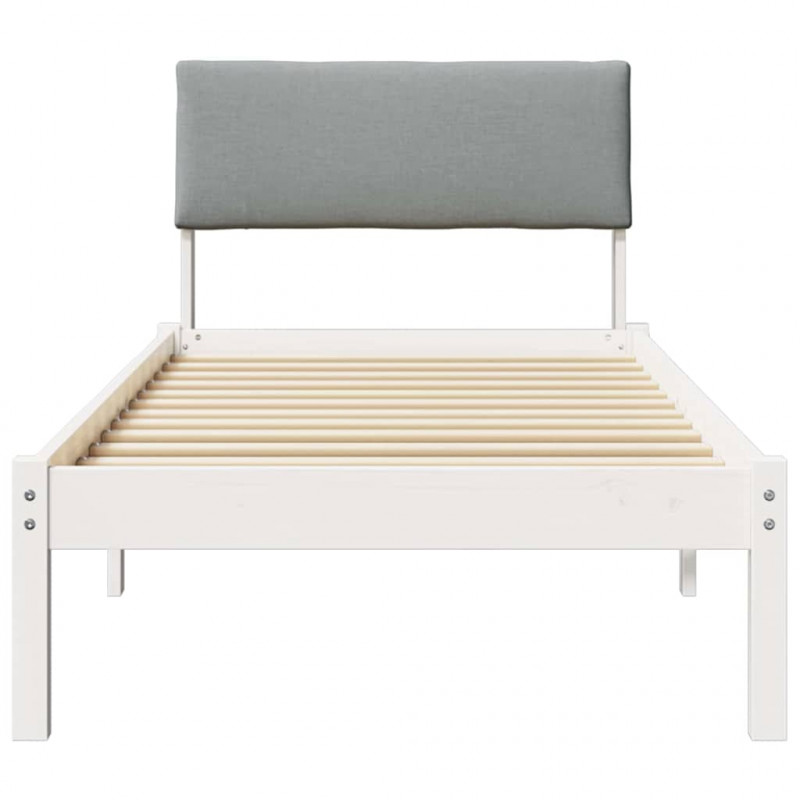 Rama łóżka Biały i jasnoszary 80 x 200 cm Lite drewno sosnowe