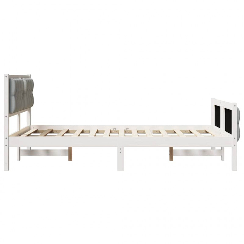Ramka łóżka Jasnoszary 135 x 190 cm Lite drewno sosnowe