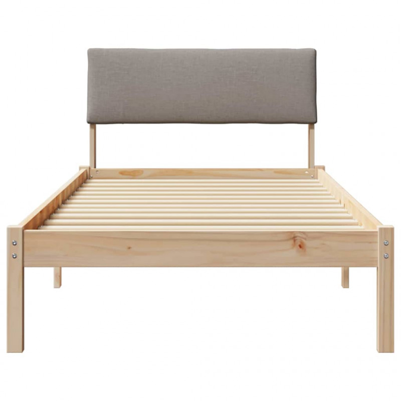 Rama łóżka Brązowy i taupe 90 x 190 cm Lite drewno sosnowe