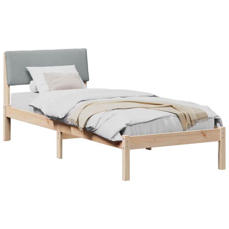 Rama łóżka Brązowy i jasnoszary 75 x 190 cm Lite drewno sosnowe