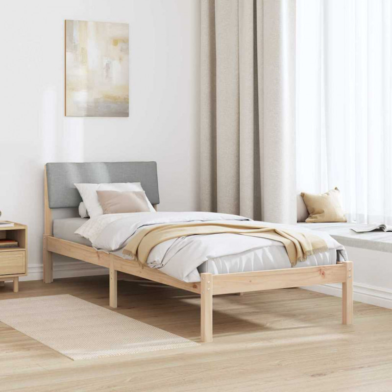 Rama łóżka Brązowy i jasnoszary 75 x 190 cm Lite drewno sosnowe