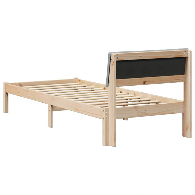 Rama łóżka Brązowy i jasnoszary 75 x 190 cm Lite drewno sosnowe