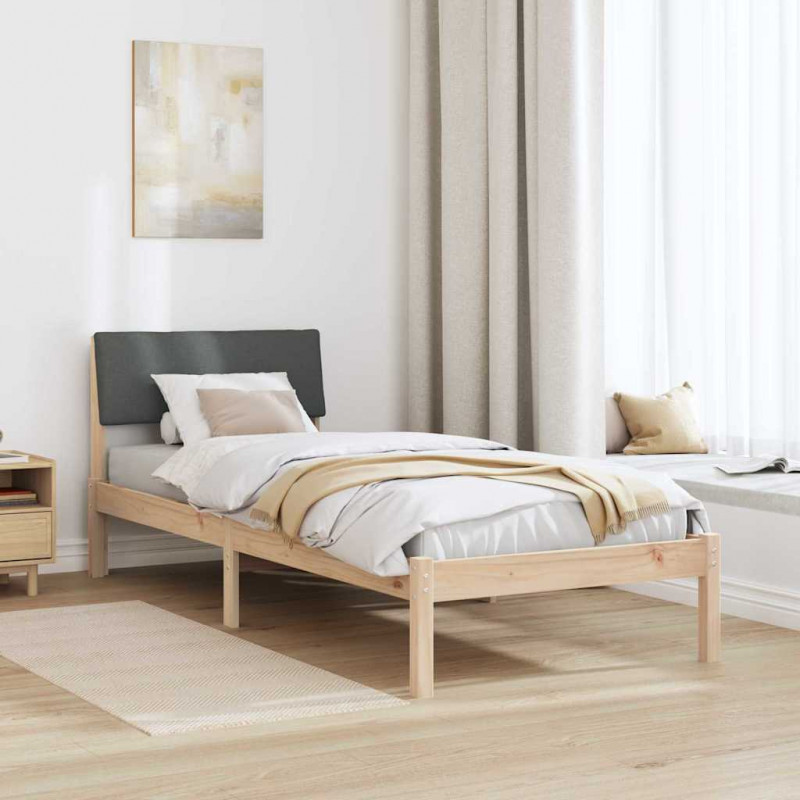 Rama łóżka Z zagłówkiem brązowy i ciemnoszary 75 x 190 cm