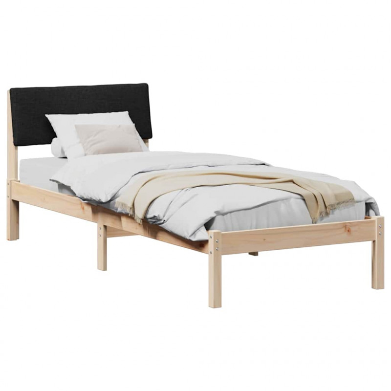 Rama łóżka brązowo-czarny 75 x 190 cm Lite drewno sosnowe