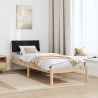 Rama łóżka brązowo-czarny 75 x 190 cm Lite drewno sosnowe
