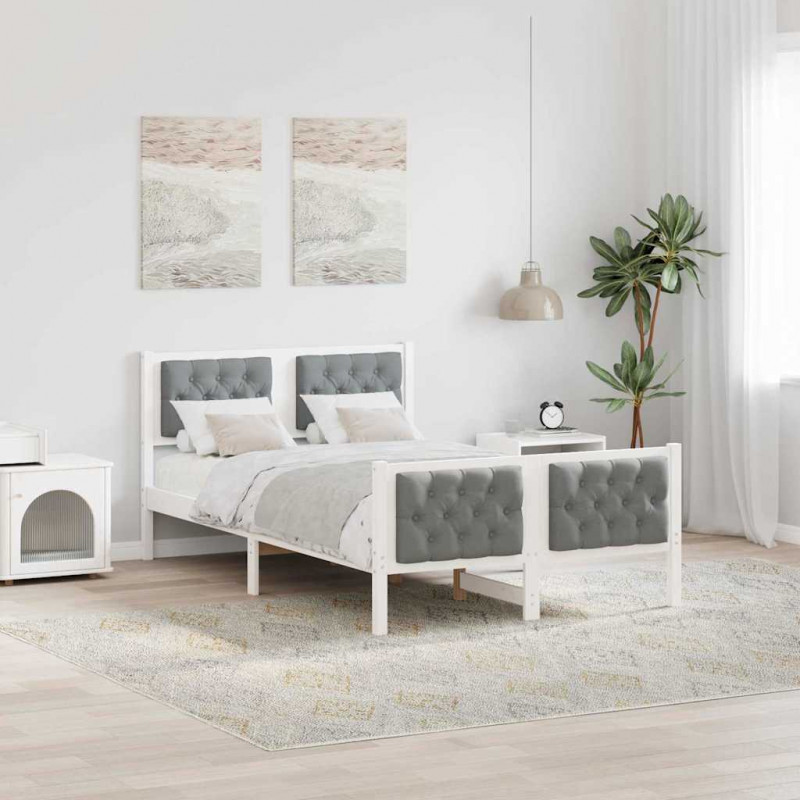 Ramka łóżka Jasnoszary 120 x 190 cm Lite drewno sosnowe