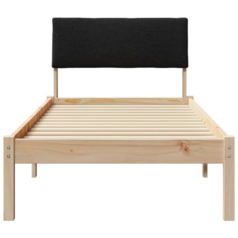 Rama łóżka brązowo-czarny 75 x 190 cm Lite drewno sosnowe
