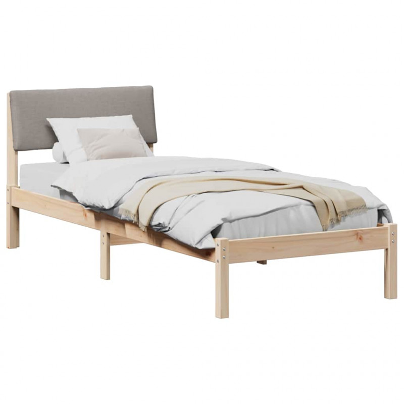 Rama łóżka Brązowy i taupe 75 x 190 cm Lite drewno sosnowe