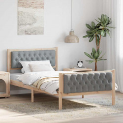 Ramka łóżka Jasnoszary 100 x 200 cm Lite drewno sosnowe